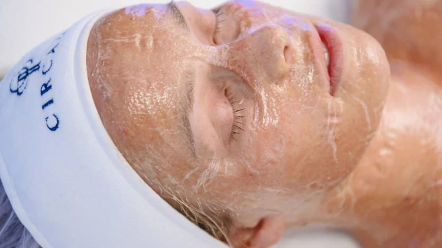 Close-up of a client's skin during a Circadia facial treatment at Skin Study Med Spa in Plano, TX